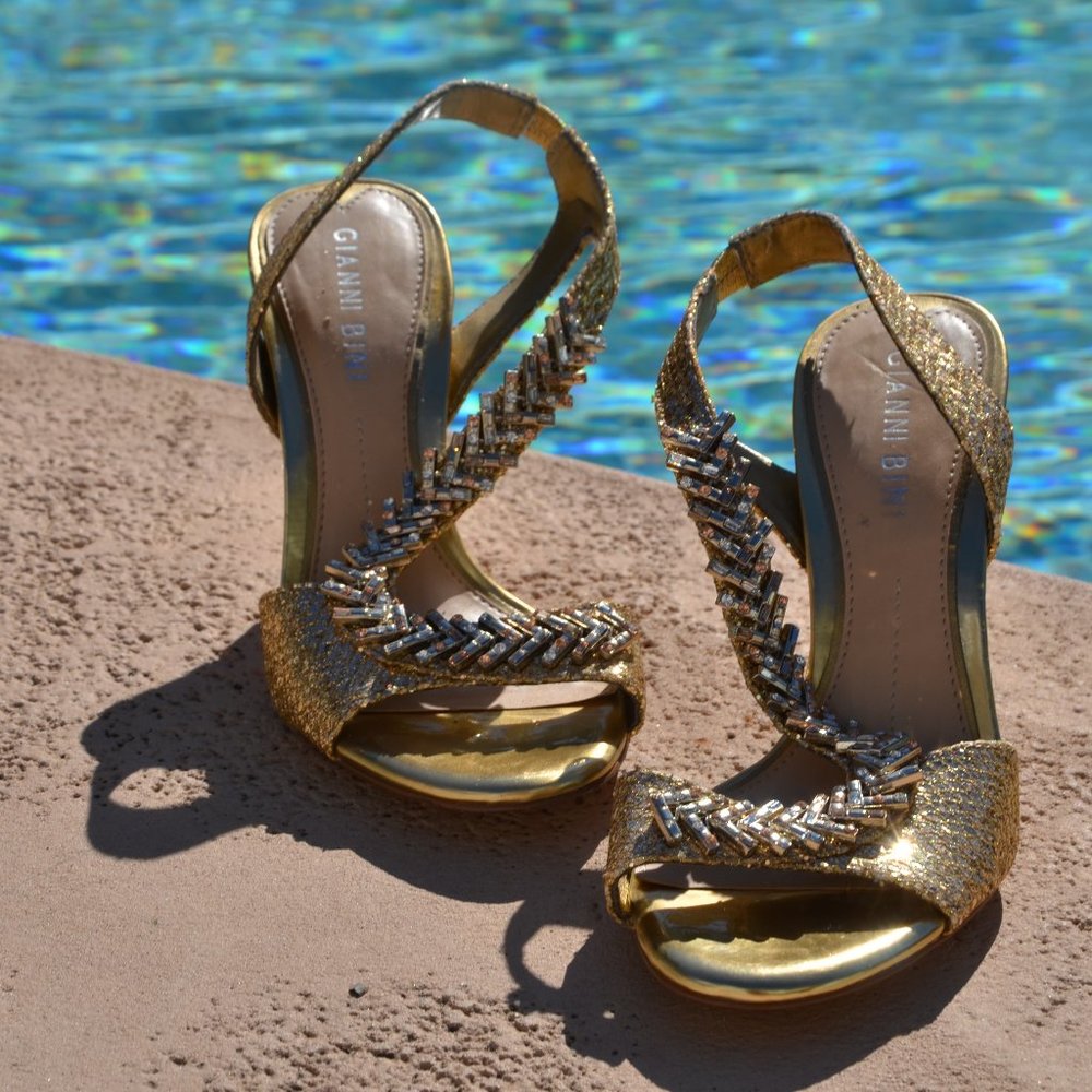 GIANNI BINI  GOLD  VIVAH JEWELED SHOES